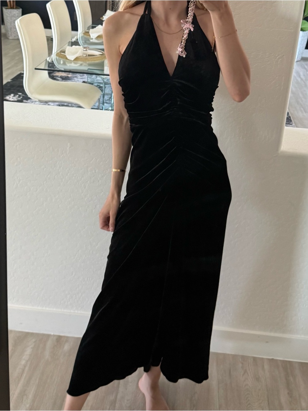 VERONICA BEARD Josette ruched velvet halterneck midi dress $798 Size 4 - Picture 12 of 15